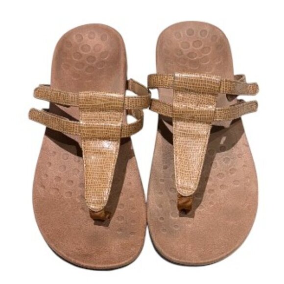 Vionic Shoes - Vionic Adjustable Slip-on Orthotic Thong Sandal Toffee/Brown Size 10